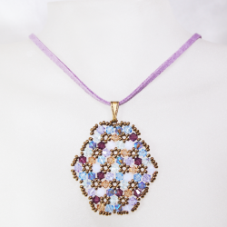 Pendant 65cm - Shea Oval-Mauve Suedine - Pendant 65cm - Laiton bronze